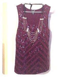 Purple sequin tank top